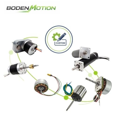 OEM motor customization support with custom DC motors, wiring options, shaft design, and mounting solutions