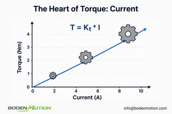 BLDC Motor Torque vs Current Relationship Graph showing the linear relationship between motor torque and current