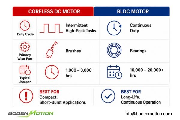 Thermal imaging comparison of a coreless motor and BLDC motor under similar loads