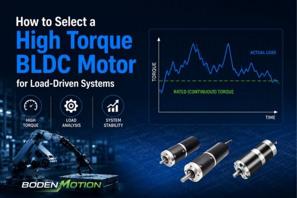 High torque BLDC motor with planetary gearbox for load-driven systems, illustrating OEM motor selection, torque analysis, thermal management, and system stability.