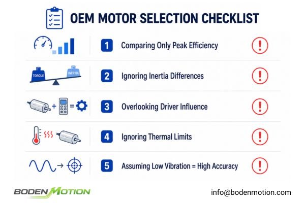 Illustration of OEM integration troubleshooting checklist for motors
