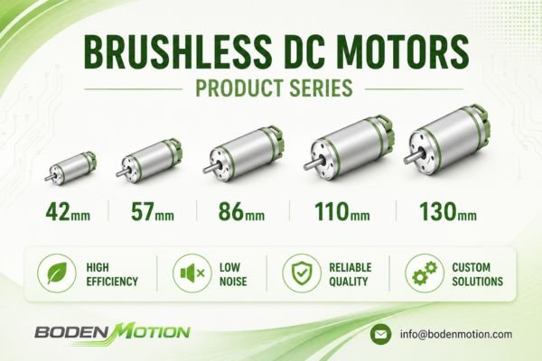 Standard Brushless DC Motor Family A product photo showing a family of off-the-shelf catalog brushless DC motors