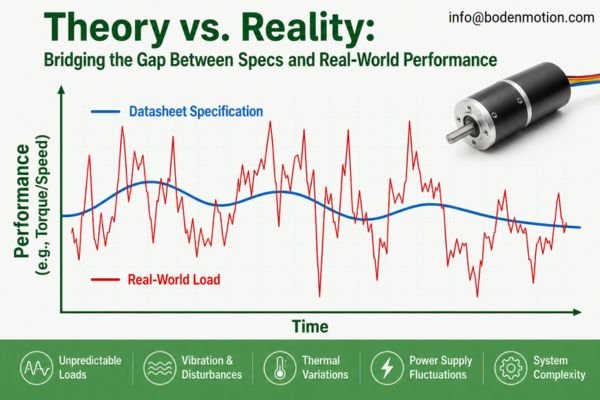A graph comparing a clean motor datasheet curve to a messy, real-world operational load profile