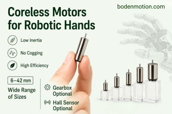 A close-up of a BODENMOTION coreless motor for robotic hands