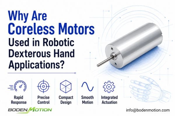 Coreless motors for robotic dexterous hand applications with compact motor and motion control icons