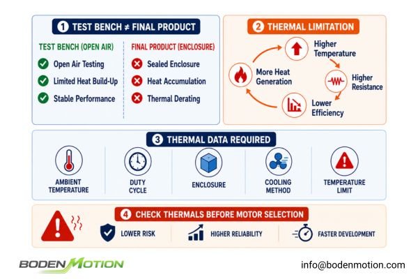 Motor Thermal Management in OEM Devices Illustration of thermal path and heat buildup inside a compact medical device with a motor