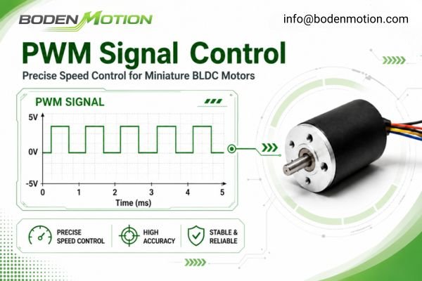 PWM Speed Control Signal for Miniature BLDC Motor An oscilloscope showing a PWM signal for motor speed control