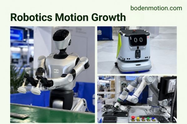 A collaborative robot arm in a smart factory, representing the growth of the robotics market