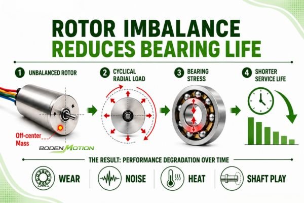 A diagram showing the cyclical radial load exerted on a motor bearing by an unbalanced rotor