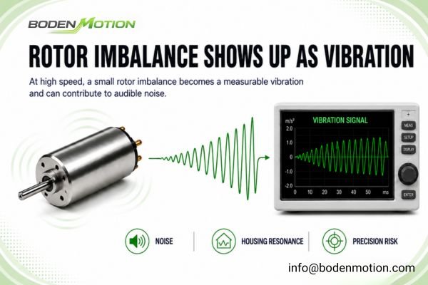 An illustration of vibration waves propagating from an imbalanced motor to the device housing