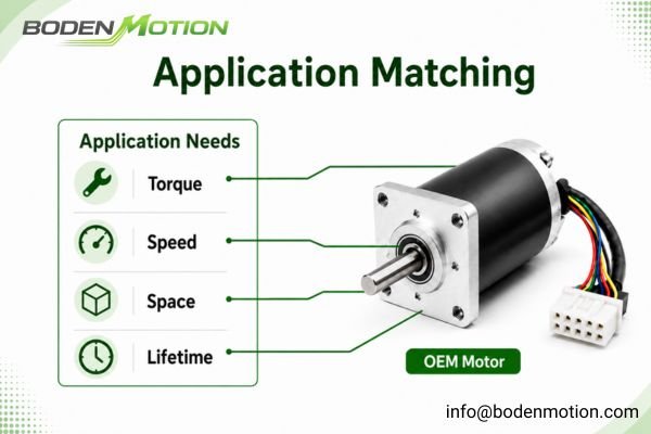 Engineering diagram showing how a custom BLDC motor is matched to system parameters