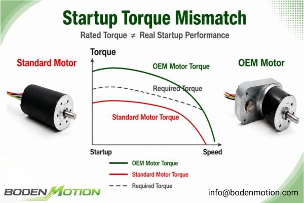 An engineer troubleshooting a machine with a failing standard BLDC motor during OEM integration