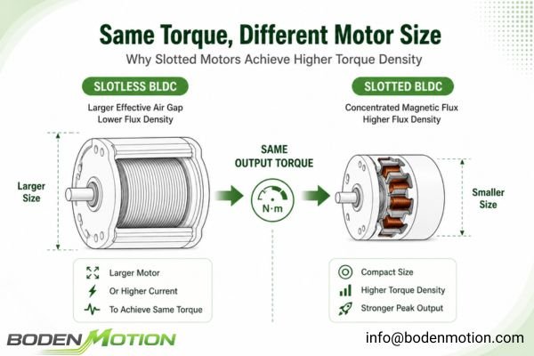 Diagram illustrating the concentrated magnetic flux path within a standard slotted motor