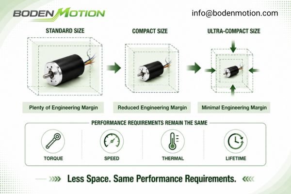 an engineering diagram showing the design challenges of an ultra-compact BLDC motor