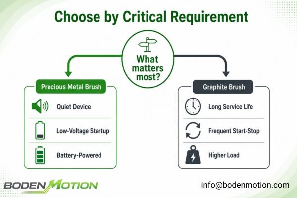 A product developer reviewing an application selection guide for motors