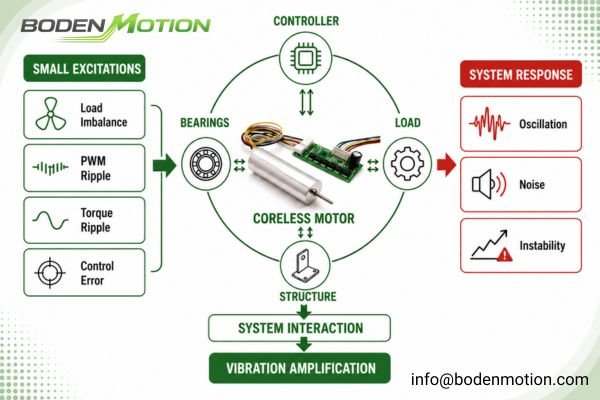 A diagram illustrating the complete motion system: motor, controller, load, and structure