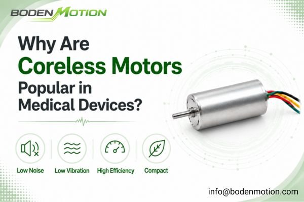 Coreless motor used in medical devices for low noise, low vibration, high efficiency, and compact motion systems