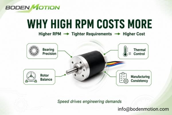a high-RPM brushless DC motor spinning with motion blur, showing precision and speed