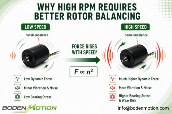 a technician using a dynamic balancing machine to test a brushless motor rotor