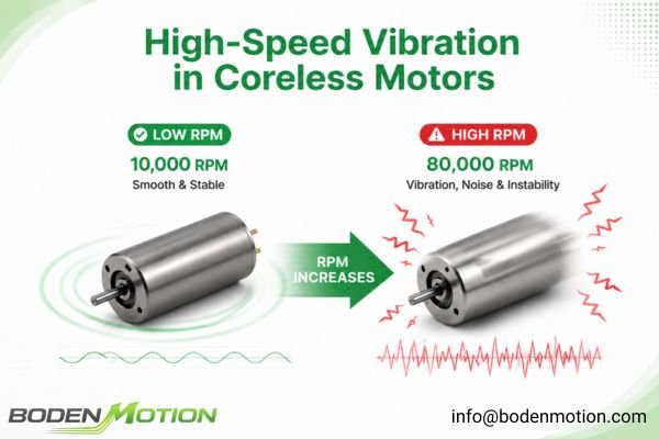 A diagram showing vibration forces from a high-speed coreless motor