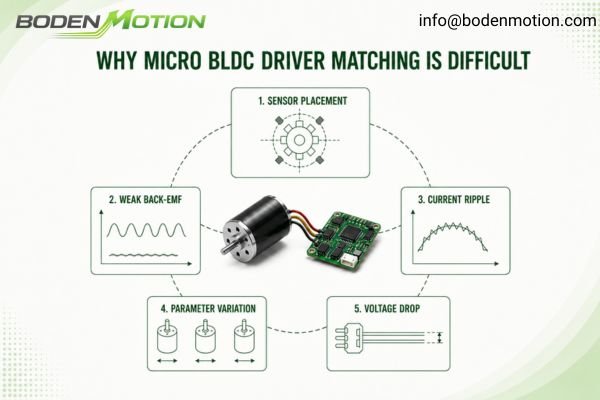 an oscilloscope showing BLDC commutation signals and current ripple