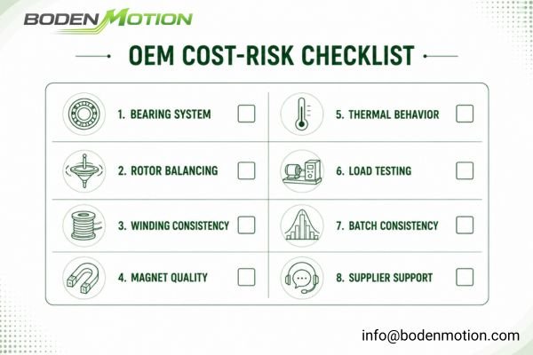 an engineer reviewing a motor quality checklist on a clipboard