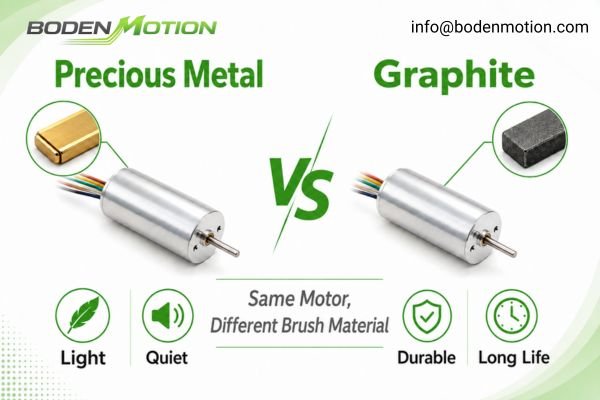 Precious metal brush vs graphite brush coreless motor side-by-side comparison