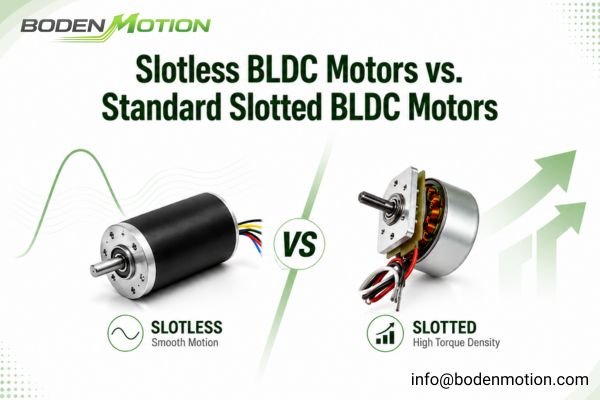 Slotless BLDC motor compared with standard slotted BLDC motor for motion smoothness and torque density