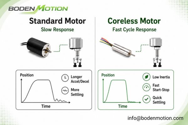 Diagram showing the lightweight rotor of a coreless DC motor
