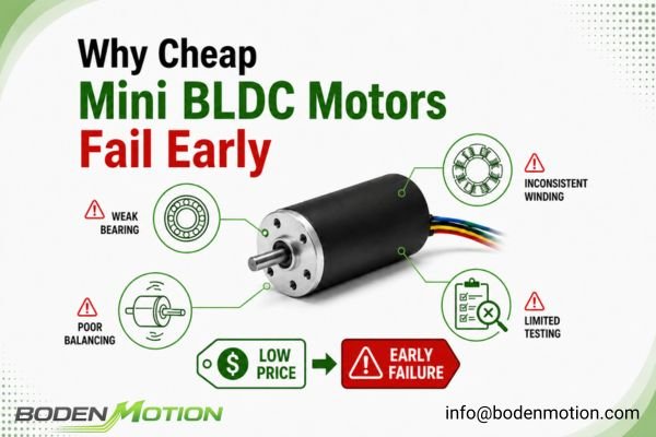 Cheap mini BLDC motor failure caused by weak bearings, poor balancing, inconsistent winding, and limited testing