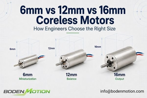 6mm 12mm and 16mm coreless motor size comparison for miniature OEM applications