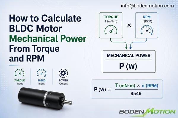 BLDC motor mechanical power calculation from torque in mN m and speed in RPM using the power formula