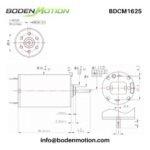 BDCM1625 coreless brushed DC motor dimension drawing with shaft size and mounting details