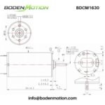 BDCM1630 coreless brushed DC motor dimension drawing with shaft size and mounting details