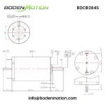 BDCB2845 coreless graphite brushed DC motor dimension drawing with shaft size and mounting details