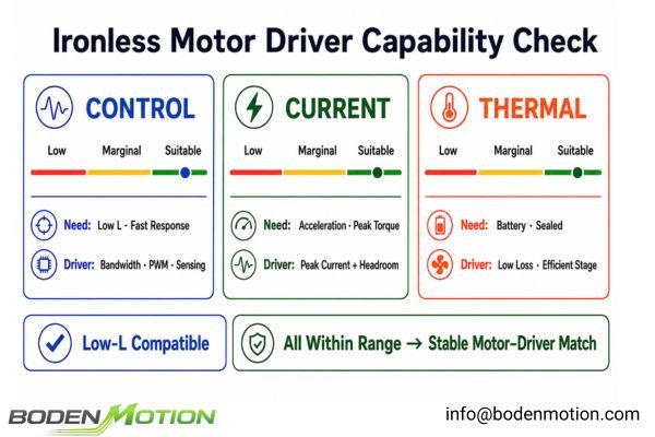 A decision matrix for matching ironless motor characteristics with driver requirements