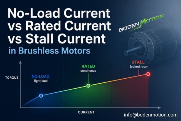 No-load rated and stall current comparison in a brushless motor showing different torque and operating states