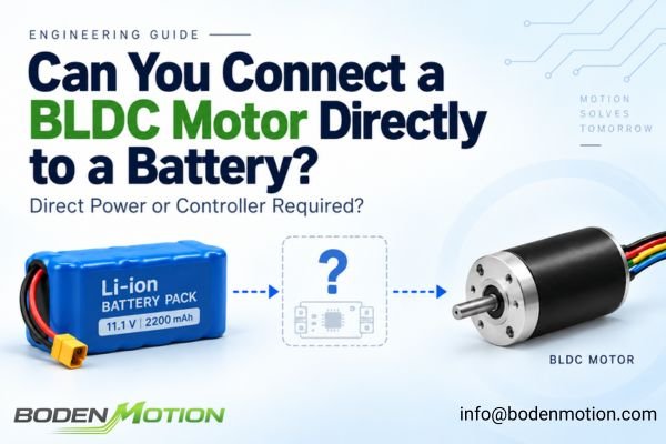 BLDC motor connected to a battery showing whether a controller is required for direct power operation