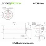 BDCM1640 coreless brushed DC motor dimension drawing with shaft size and mounting details